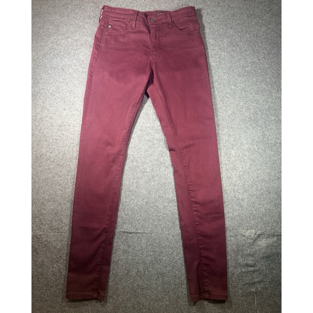 AG Adriano Goldschmied The Farrah Skinny High Rise Jeans Burgundy 28R
